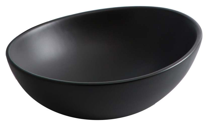 Umywalka Nablatowa Ceramiczna Owalna Czarna Aqua