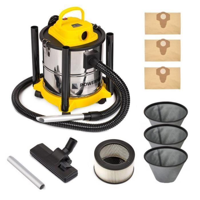 Aspiradora industrial 2 en 1 con depósito de 2000 W y 20 L - POWERMAT - Depósito de acero inoxidable - Filtro HEPA - Accesorios incluidos