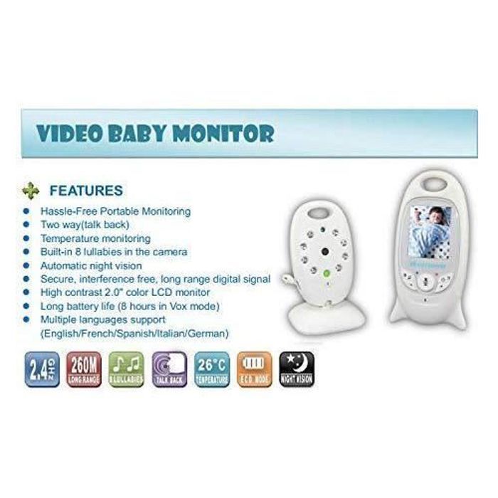 Moniteur Bébé Babyphone Caméra Sans Fil Vidéo Bébé Surveillance avec Vision Nocturne - Muxan