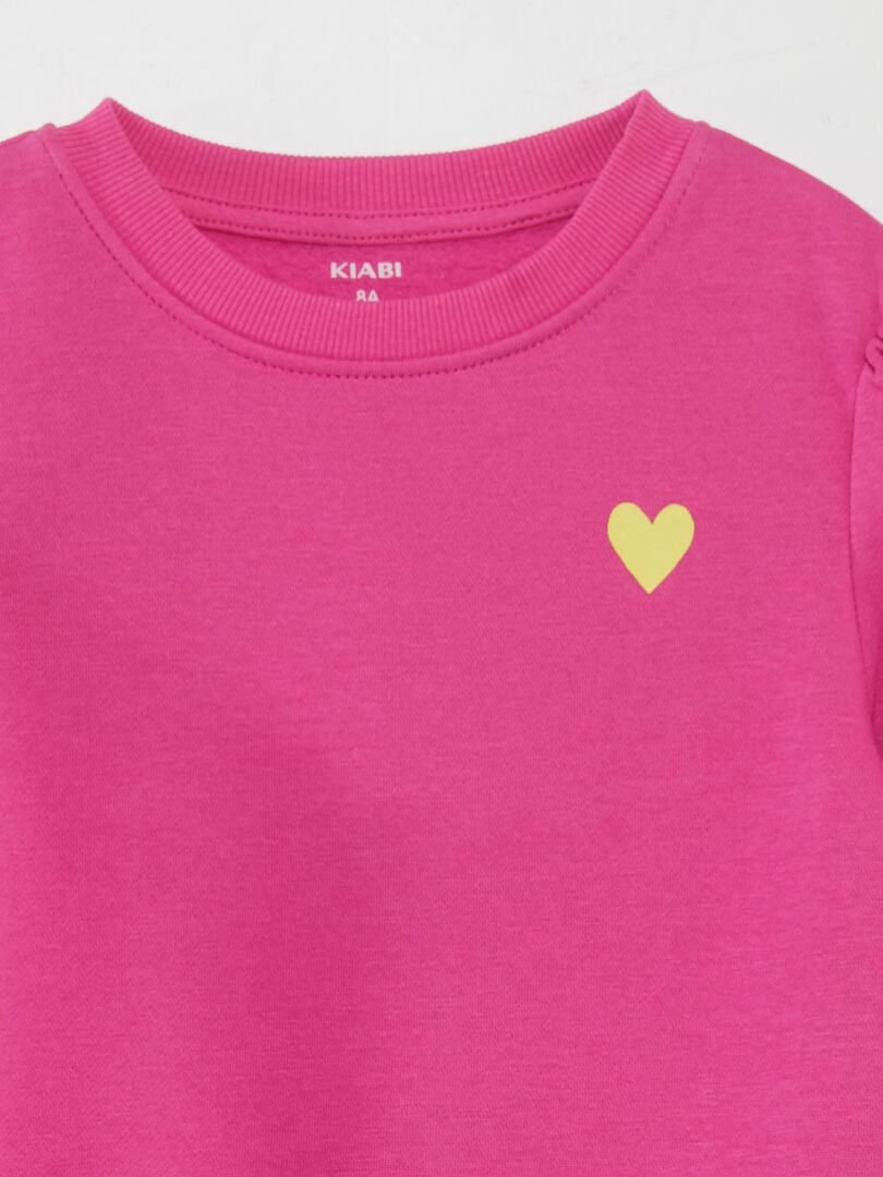 Trui met ronde hals van fleece - ROZE