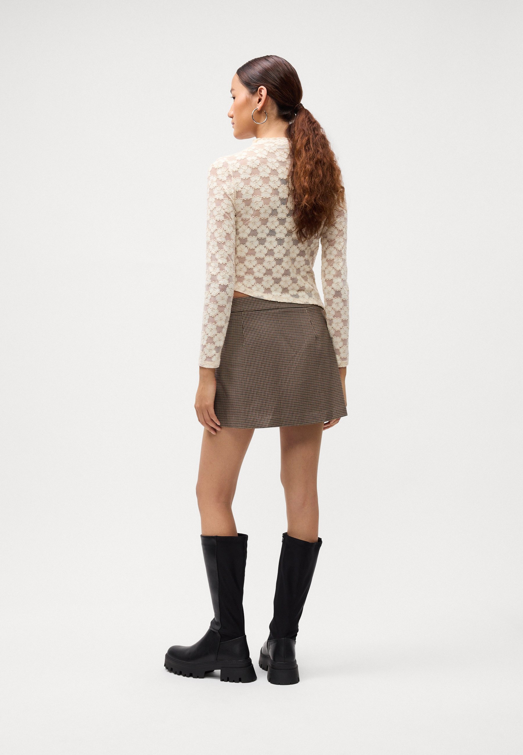Gina Tricot plooirok - A-lijn rok - bruin