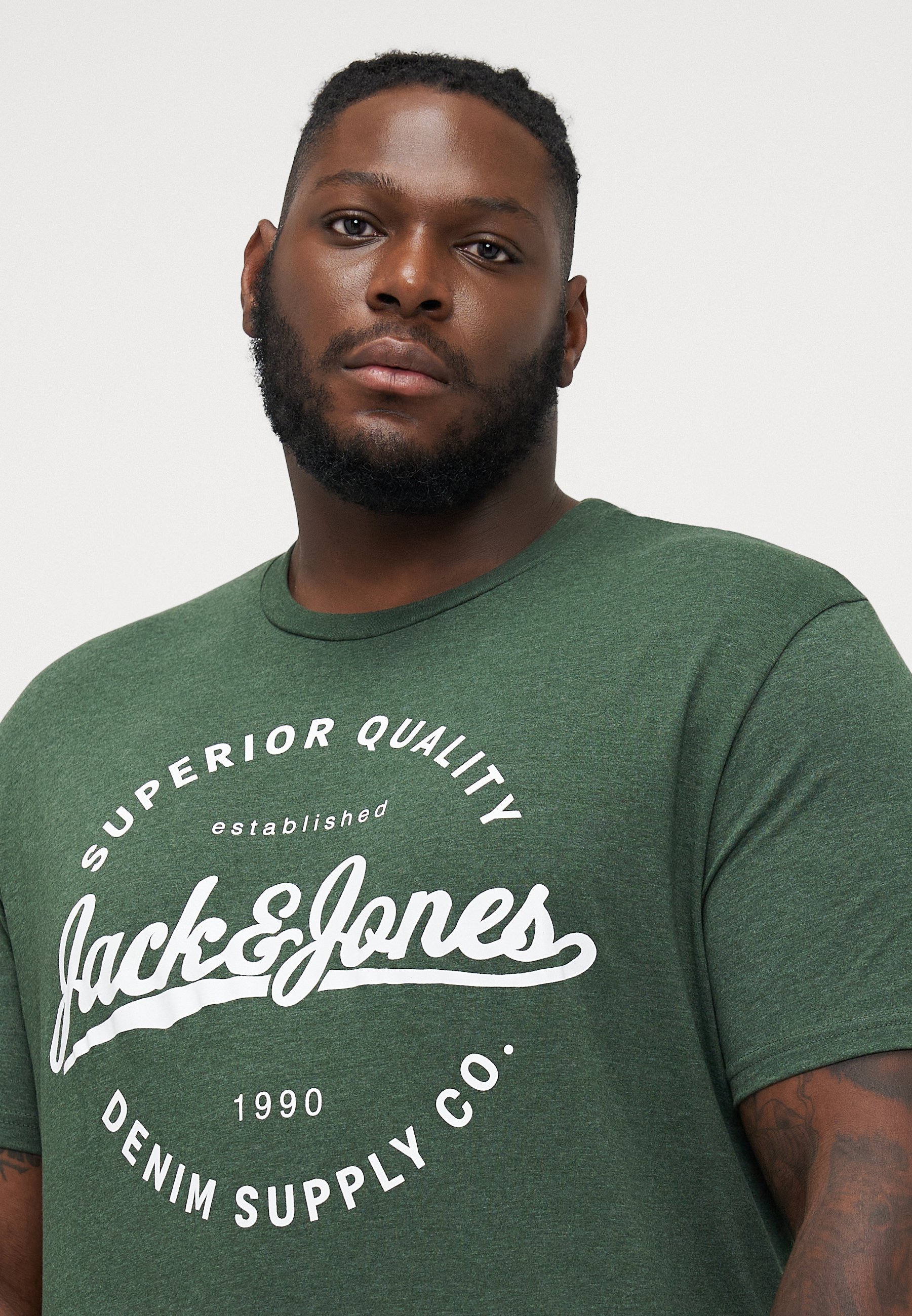 Jack & Jones JJSTANLI T-shirt met ronde hals, 5 stuks - T-shirt met print - wit/zwart/marineblauw/groen/staalblauw