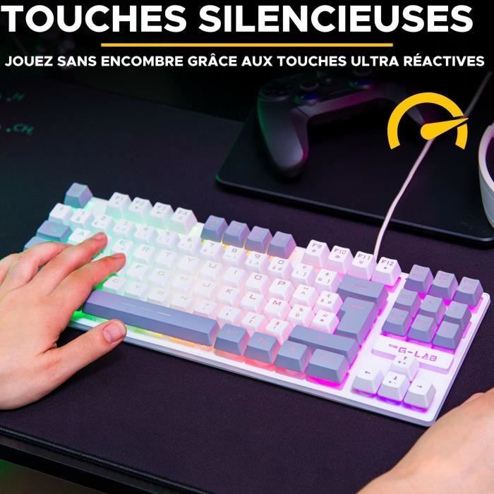 Teclado Gamer - The G-Lab - KEYZ CAESIUM - RGB - Branco e cinza - TKL