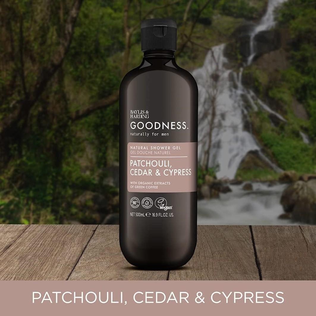 Baylis & Harding Gel za prhanje Goodness Pačuli, cedra in cipresa - 500 ml