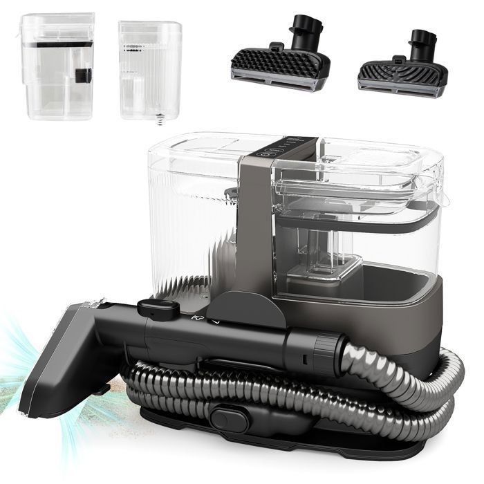 Limpiador de alfombras portátil COSTWAY de 1800 W: agua caliente/fría, esterilización, vapor, 17 kPa, depósito de 1,1 L, manguera de 1,6 M, cepillos 2 en 1.
