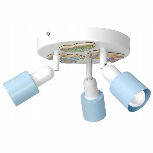 Lampa sufitowa regulowana 3x e14 niebieska biała magnesy