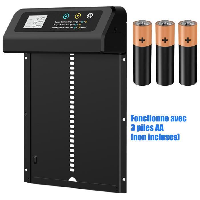 Porta automática para galinheiro - LANTHOUR - LCD programável - Moldura ampliada - Proteção antiesmagamento - Liga de alumínio durável