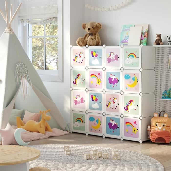 Mueble de almacenamiento infantil - SONGMICS - 16 cubos - Armario modular con puertas