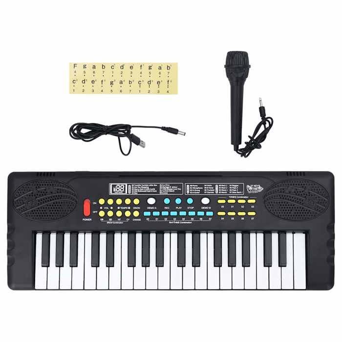 Teclado de piano eléctrico de 37 teclas y micrófono para niños 