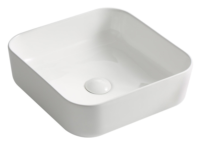 Umywalka Nablatowa Ceramiczna Kwadratowa Biała Toba