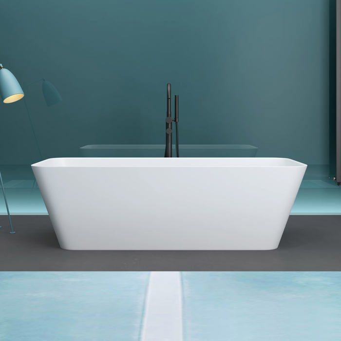 Vasca da bagno rettangolare freestanding in ghisa minerale bianco opaco, 170x70x58 cm - Mai & Mai - Nano anticalcare