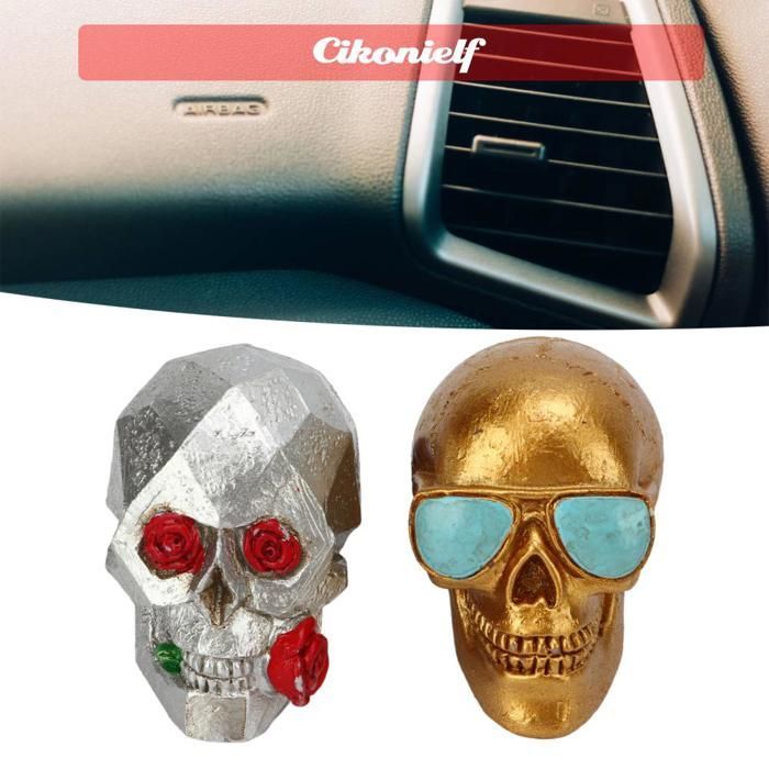 Aromatizador de carro Zerone Skull, aromatizador de carro em formato de caveira, difusor de ar para saída de ar, estatueta decorativa