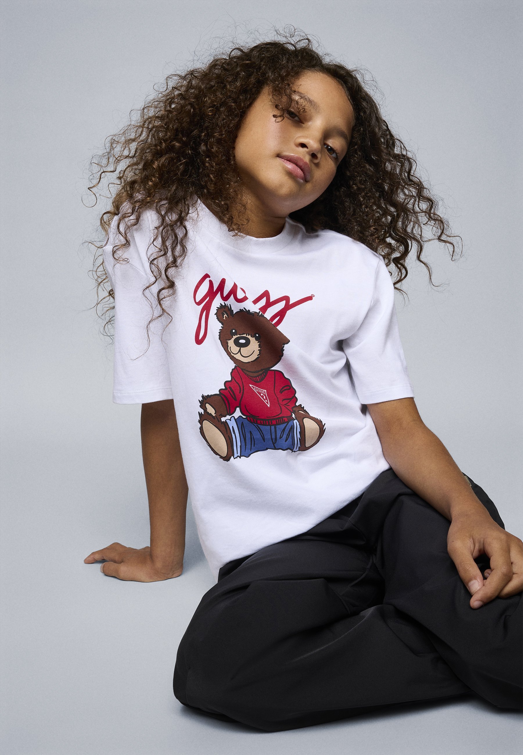 T-shirt imprimé Guess Junior Bear unisexe - blanc pur