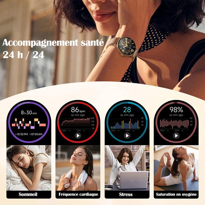 Reloj inteligente para mujer - WENZYLIQUOX - Pantalla AMOLED de 1,27