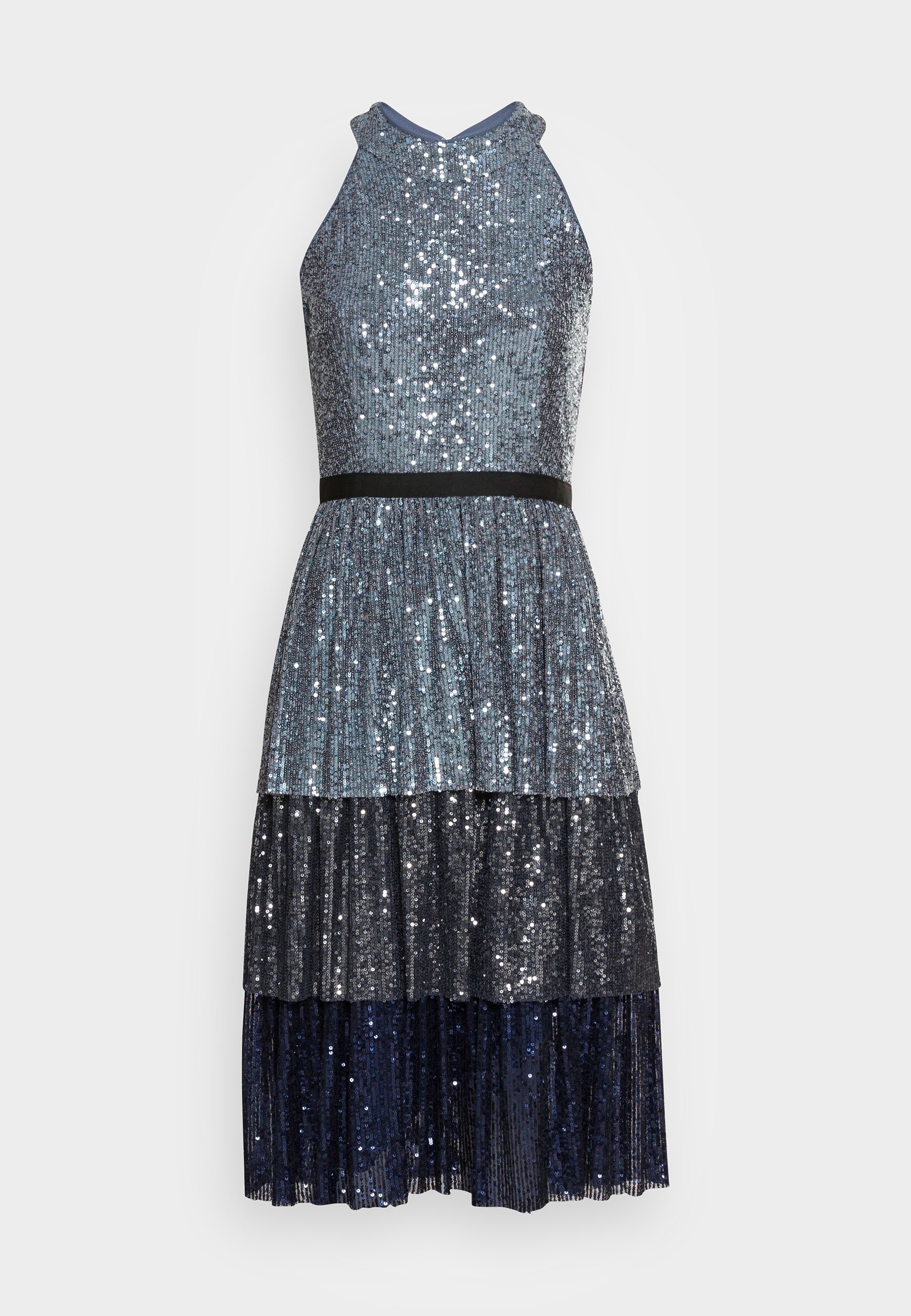 Robe de cocktail swing / Robe de soirée - denim bleu pierre