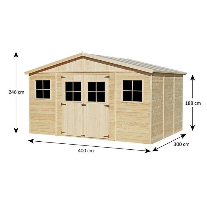 Caseta de jardín - madera sin tratar - 13 m²