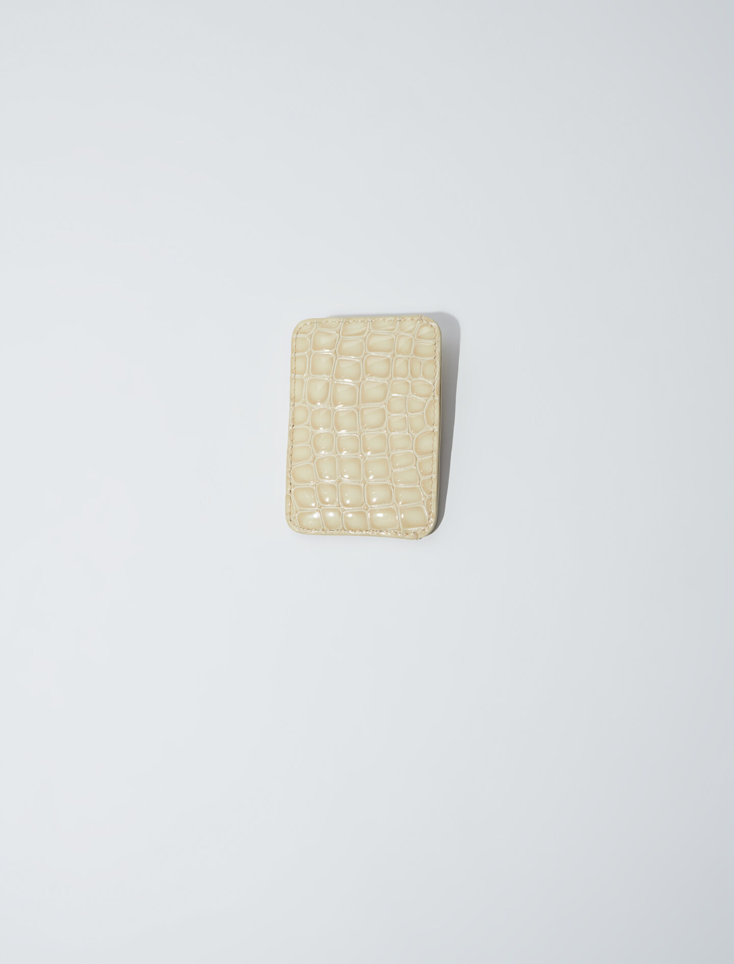 Krokotiilikuvioinen nahkainen korttikotelo - Kiiltävä beige