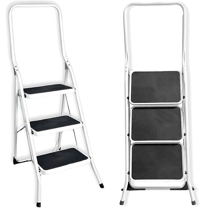Banqueta dobrável FACILITYS, 3 degraus - Capacidade de 150 kg - Estável e antiderrapante