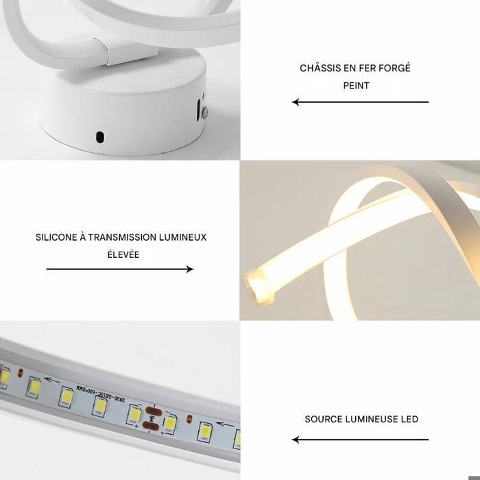 Dorlink Applique Murale LED, 18W Moderne Lampe Murale Led Design Spirale, 3000K Blanc Chaud Interieures pour Salon Escalier Couloir