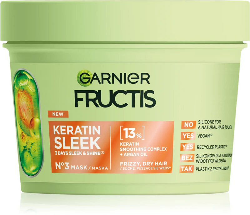 Garnier Fructis Keratin Sleek haarmasker met keratine en arganolie