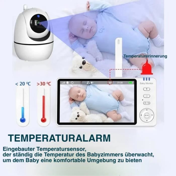 BabyPhone Vidéo Sans Fil Multifonctions-sans Fil-VOX-Ecran 2.0 LCD-Caméra Bidirectionnel - Vision Nocturne-Berceuses