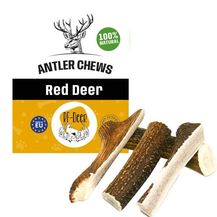 RF-DEER Cuerno de Ciervo Rojo, Premium Suave XL, 19-21 cm (151-190 g), Cuernos de Ciervo para Cachorros y Perros, Palos 100% Naturales