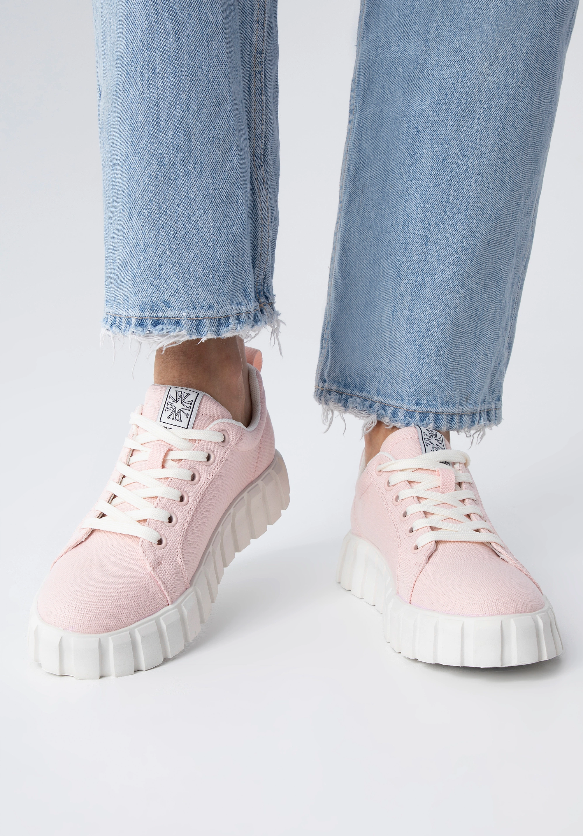 Damskie sneakersy na platformie różowe