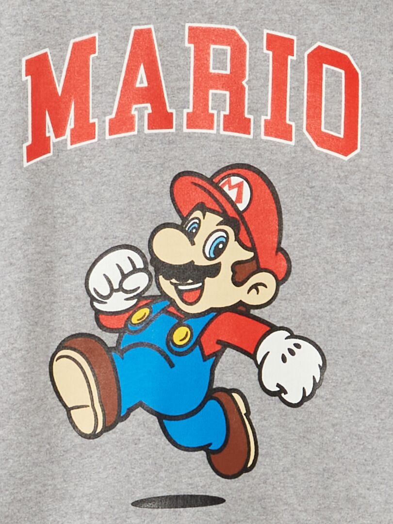 Mario-sweatshirt van fleecestof - grijsrood