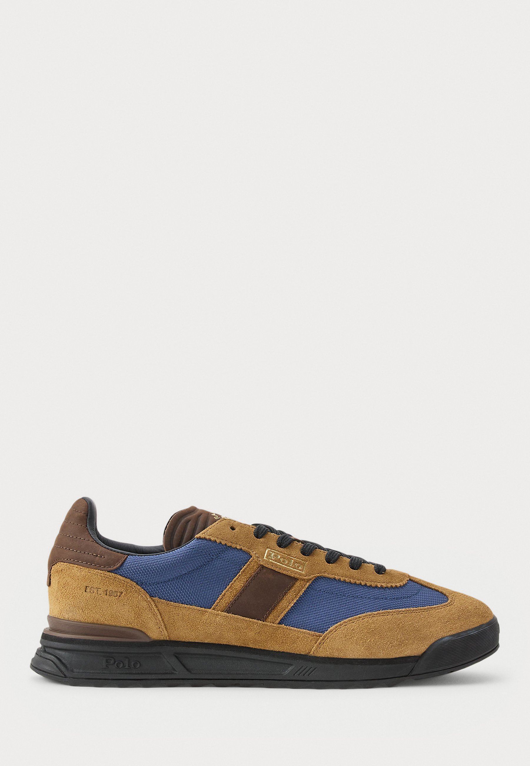 Polo Ralph Lauren VARICK SUÈDE-PANEEL SNEAKER UNISEX - Sneakers - chocoladebruin/bosgroen