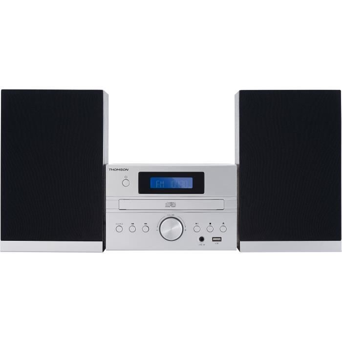 Micro-chaîne THOMSON MIC122BT - Lecteur MP3/CD/USB Bluetooth 50W - 30 stations - Technologie Bass Boost - Gris