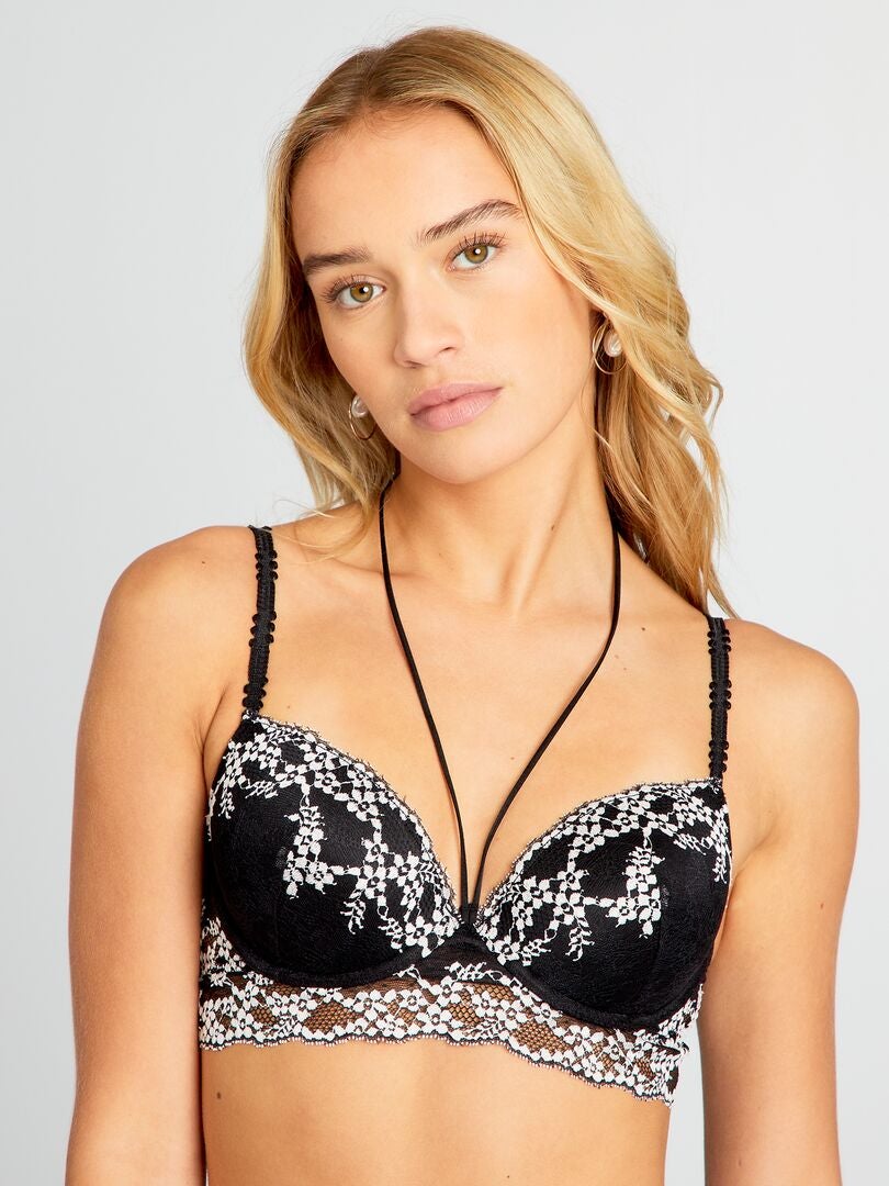 Sutiã Push-Up de Renda - Preto