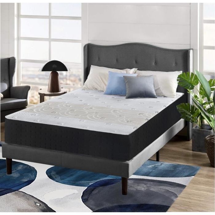 Colchón de lujo de espuma viscoelástica y muelles ensacados de 90x190 cm - 20 cm de grosor - 8 zonas de confort con espuma viscoelástica adaptativa