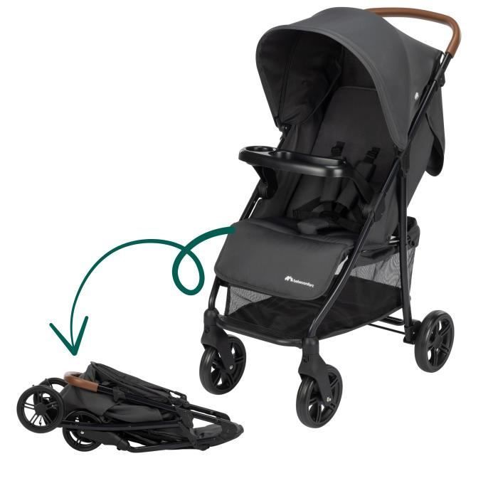 BEBECONFORT MISTY, Passeggino compatto e confortevole con ampio cestino portaoggetti, adatto dalla nascita fino a 4 anni, da 0 a 22 kg, colore grafite minerale.