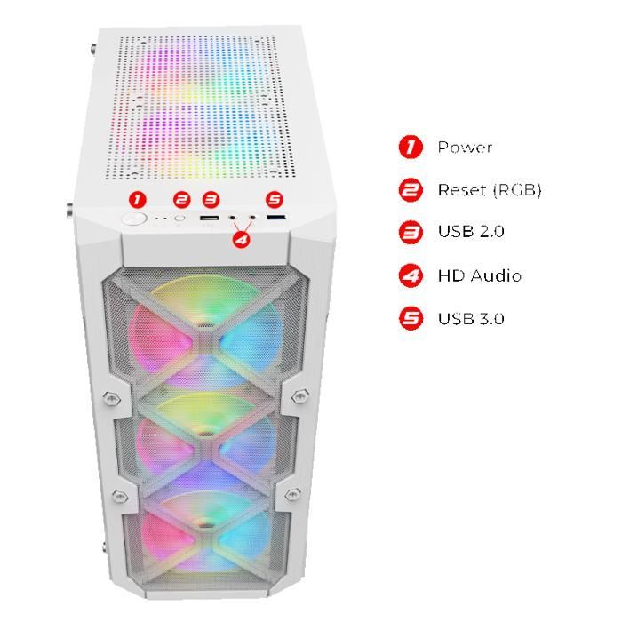 Boîtier PC Gamer - SPIRIT OF GAMER - REBEL XT - Compact - Compatible ATX - Couleur Blanc