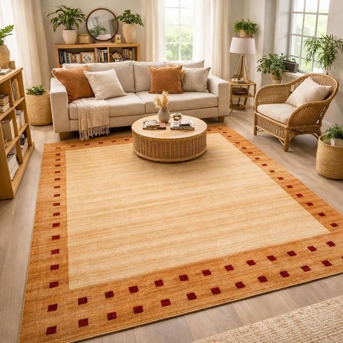 Living room rug 120x180 woven beige rectangle simple pattern CHOBAY 4