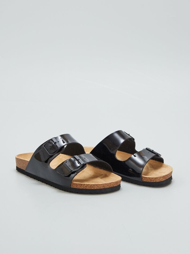 Lakleeren sandalen - ZWART
