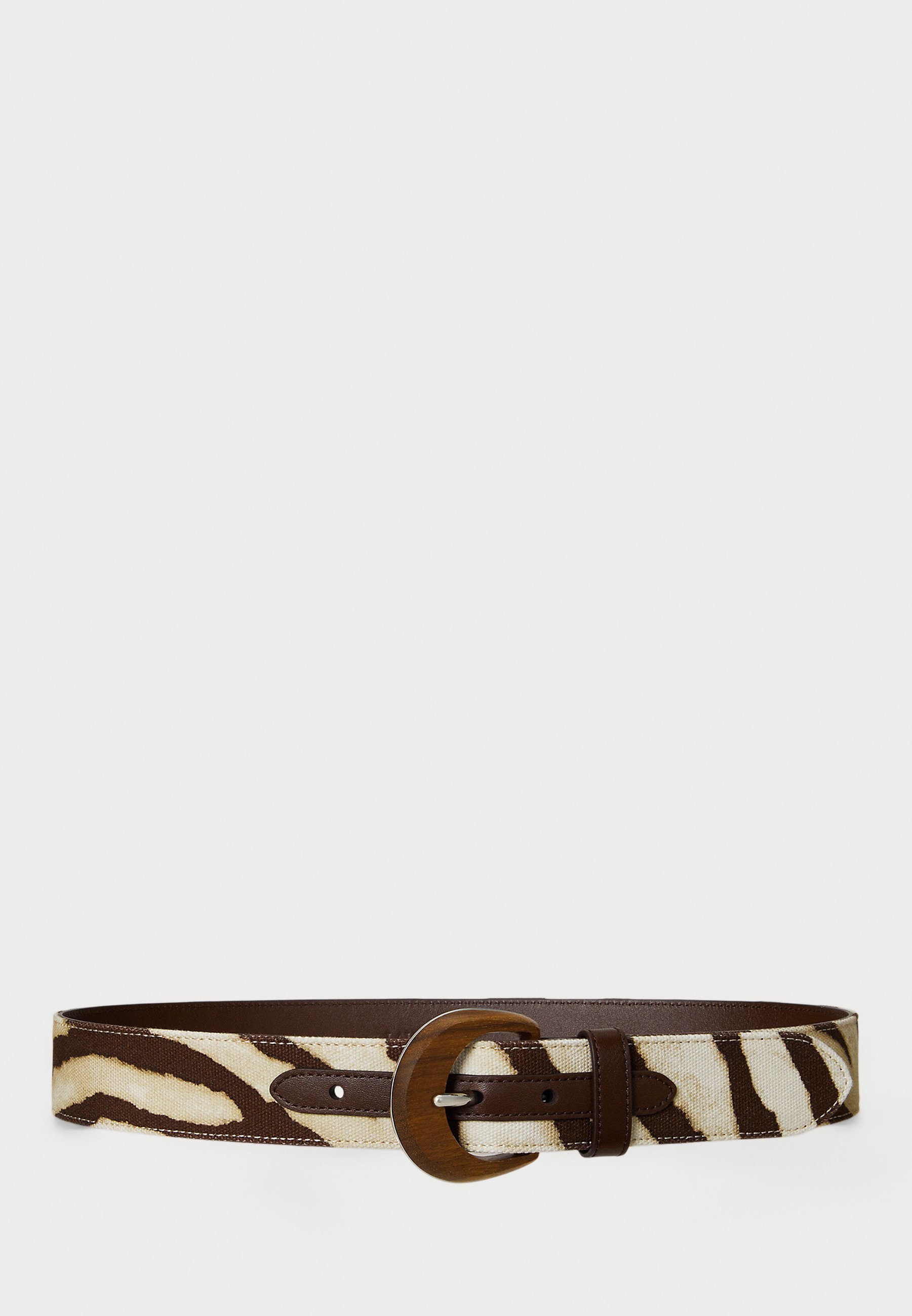 Lauren Ralph Lauren Zebra Print Wood Buckle Wide Belt - Vyö - dark hikkoripuu
