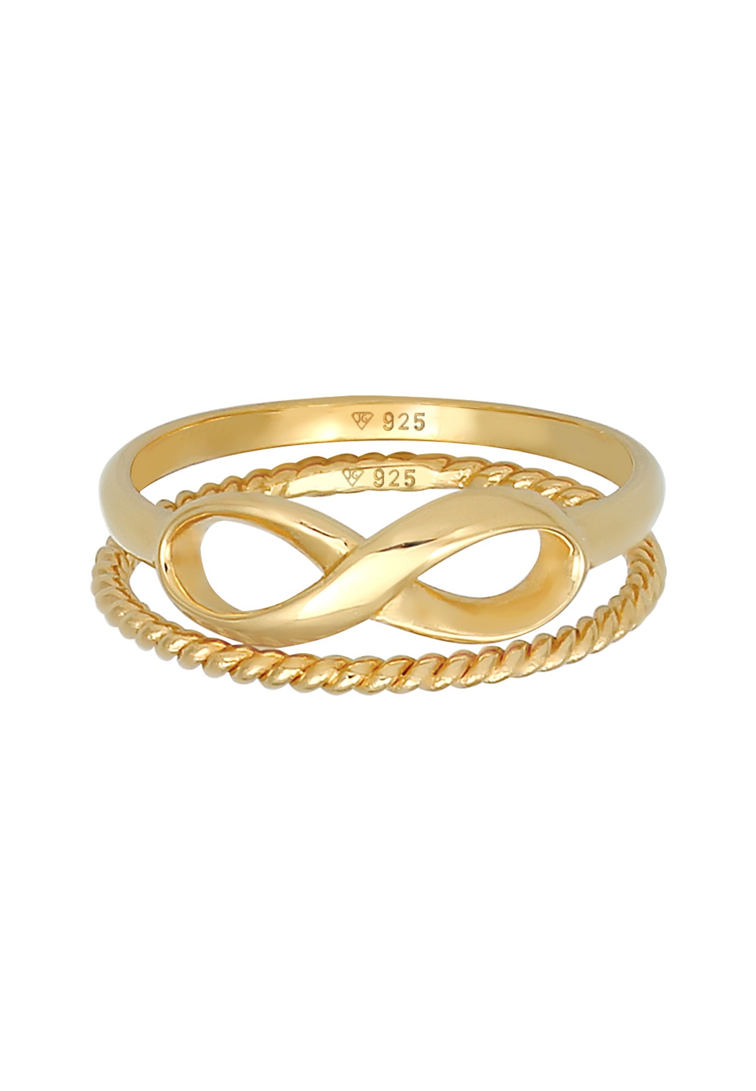 Elli Bague superposée pour femme Duo Infinity Twisted Basic Trend Blogger en argent sterling 925