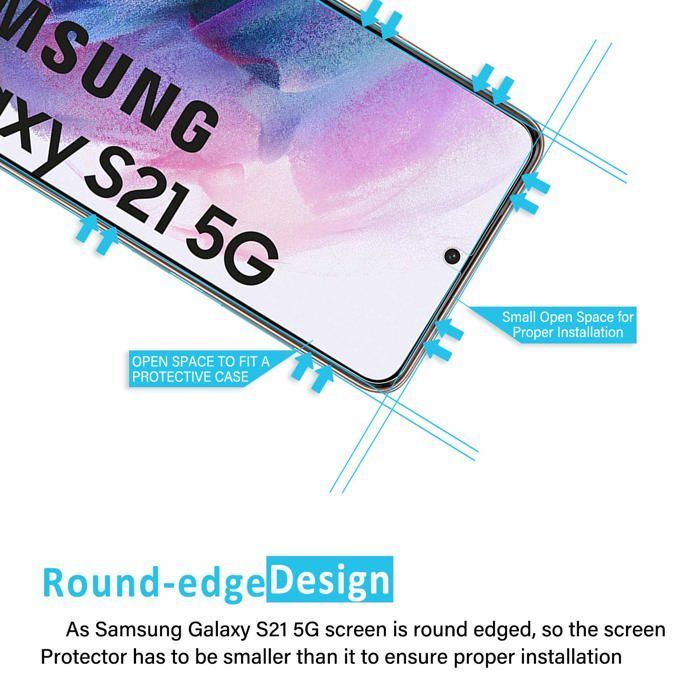 3er-Pack, gehärtetes Glas für Samsung Galaxy S21 5G (6,2 Zoll), Displayschutzfolie – kratzfest – blasenfrei