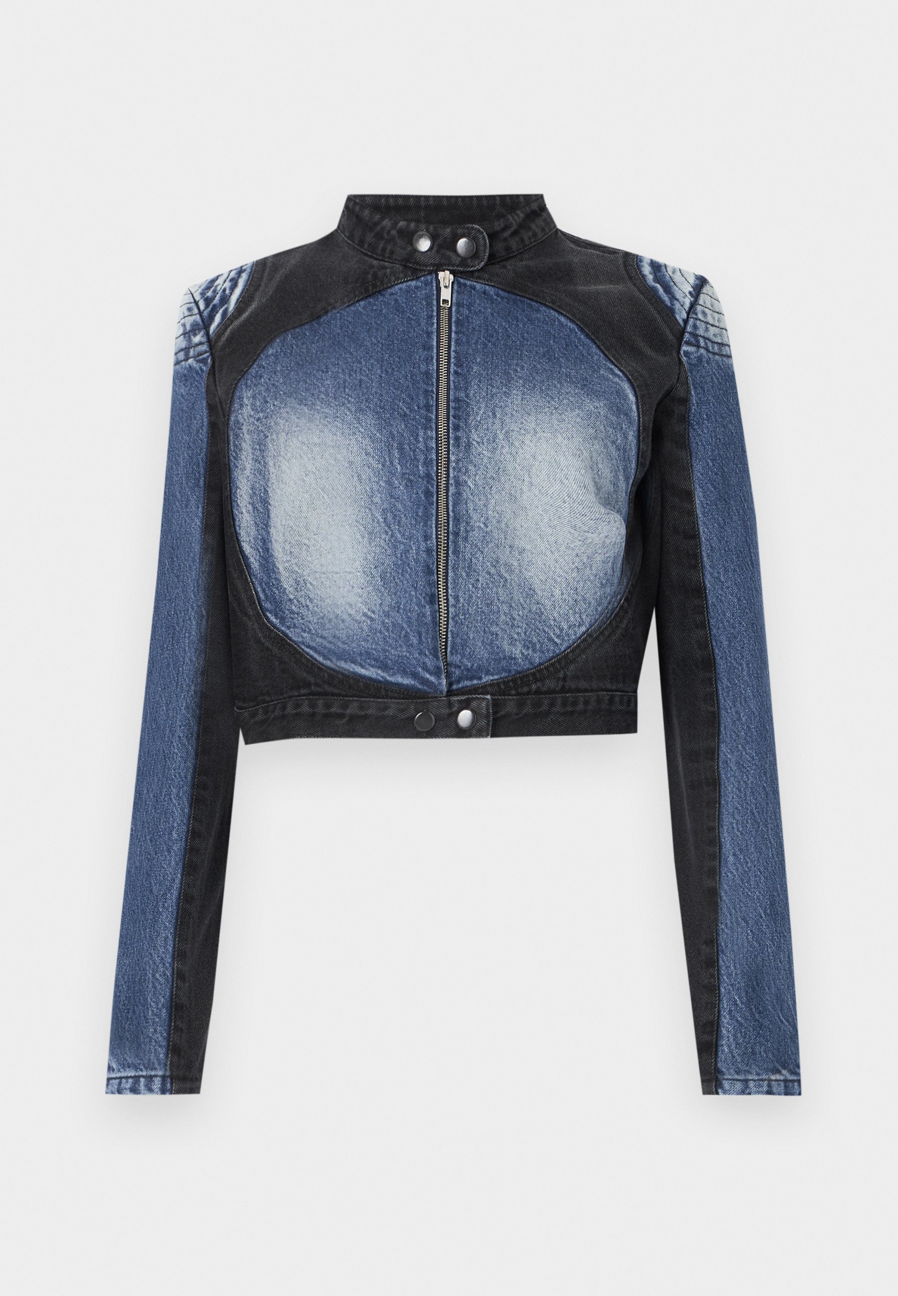 Veste en jean Ksenia Schnaider TAROT avec détails ovales contrastés - bleu foncé/noir