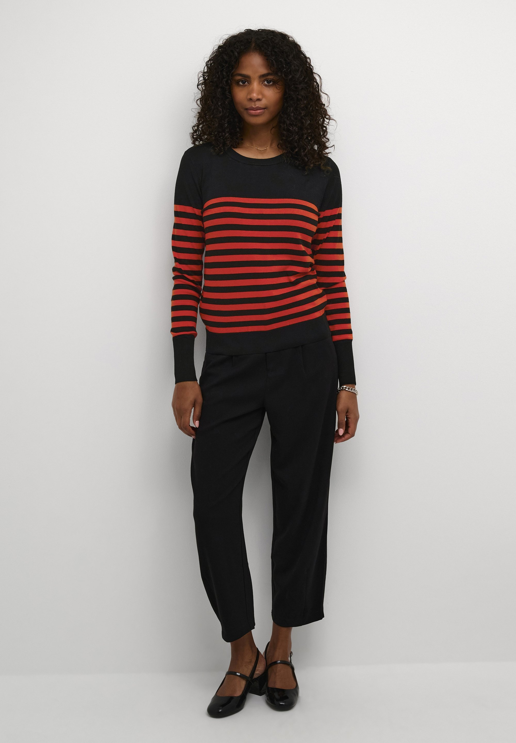 Pull Kaffe - rayures noires et rouges