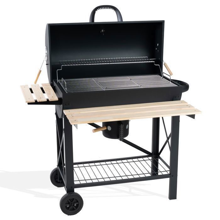 XXL Charcoal Barbecue with Lid | American Charcoal Barbecue | Outdoor Barbecue with 71x38 cm Grill