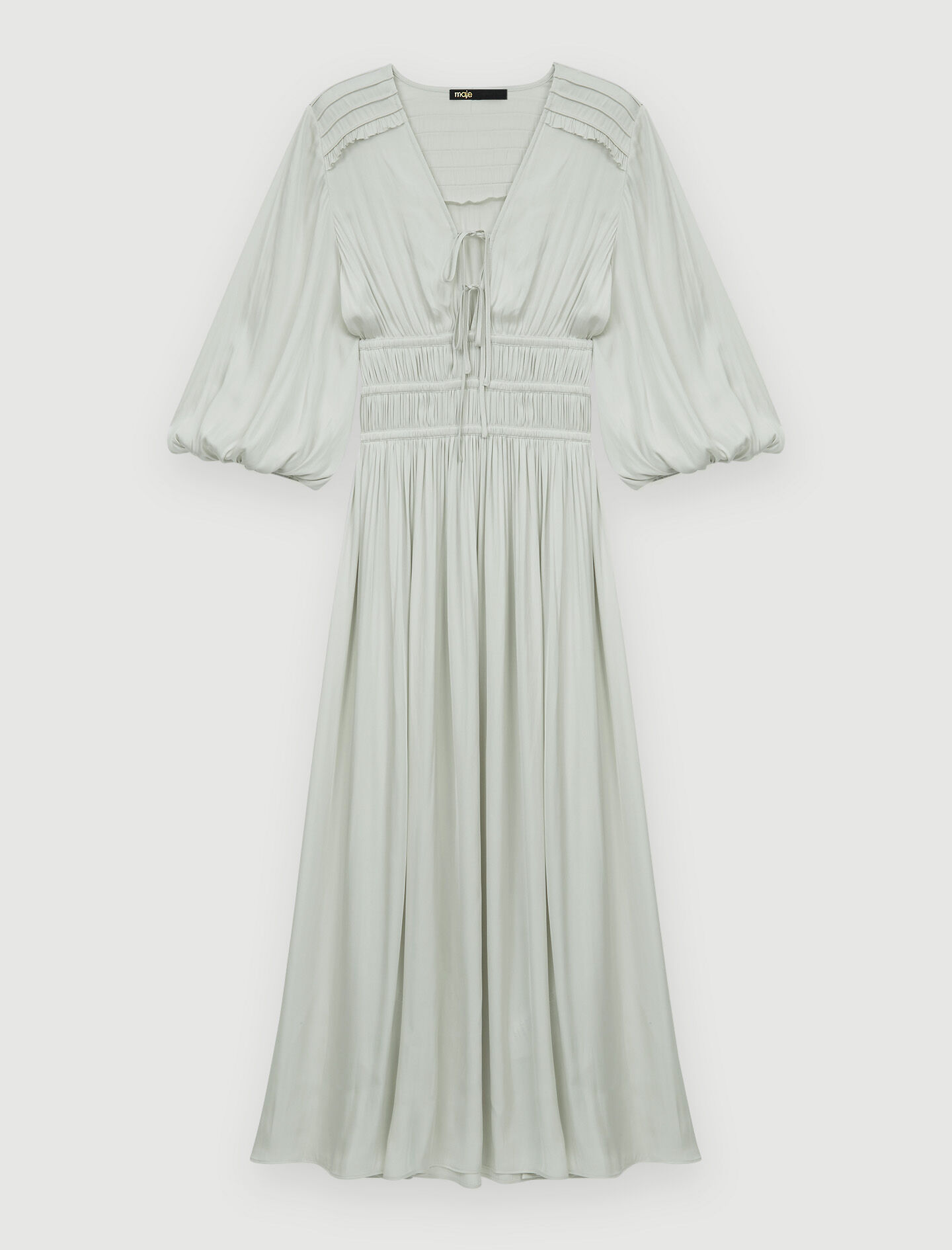 Rochie lejeră din satin, mulată - Vert