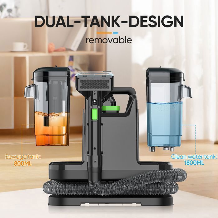 Limpador de sofás - Removedor de manchas portátil - 12 kPa - Estofados - 450 W - Reservatório de 1,8 L - Mangueira de 1,5 m