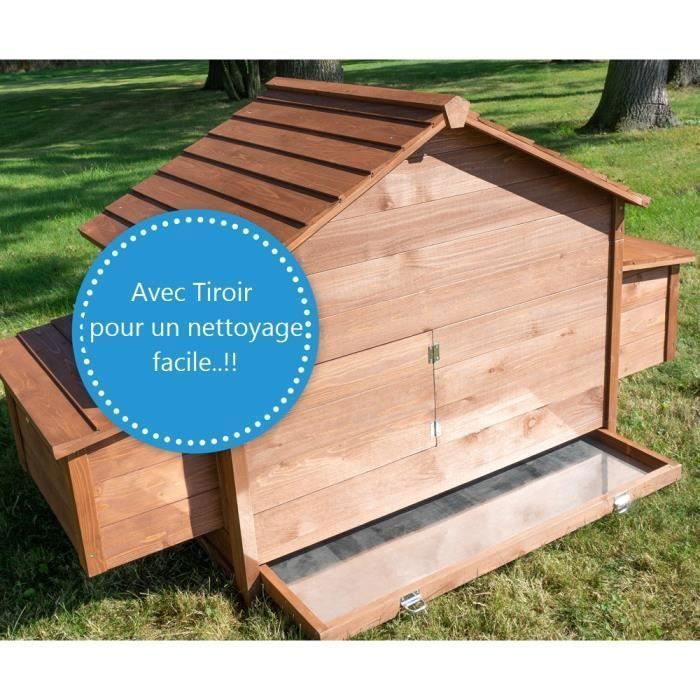 Poulailler en bois pour jardin extérieure cage canard équipé 2 nichoirs 185 x 84 x 112 cm Modèle 154 Ferme de terrain