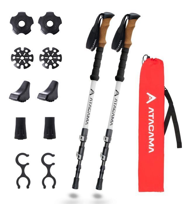 ATACAMA Baton de Randonnée Bâton De Marche Pliable Télescopique Fibre de Carbone Aluminium Homme Femme Enfant Batons De Rando
