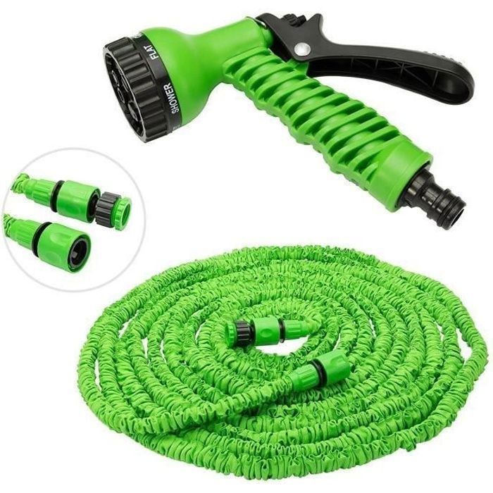 Jardin Pelouse Tuyau d arrosage extensible de 10 à 30m- Tuyau rétractable avec pistolet 7 jets -Tuyau Buse Tete d'arrodage -V G046B