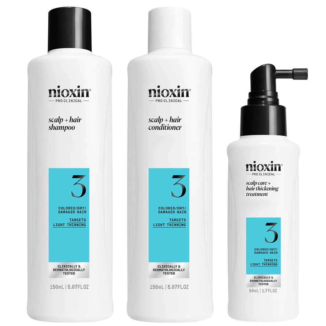 Nioxin System 3, Zestaw oczyszczający do włosów farbowanych, lekko przerzedzonych