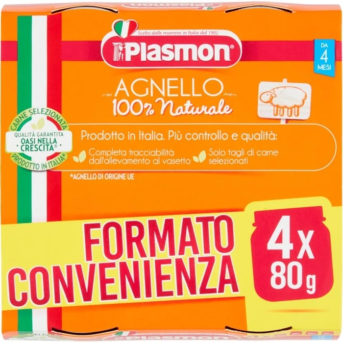 PLASMON Plasmon cordero homogeneizado 4 x 80 g alimento infantil