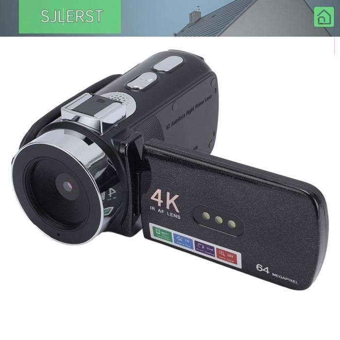 Videocamera, videocamera 4K 64MP con zoom intelligente 28x, videocamera digitale, schermo girevole a 270° da 3 pollici